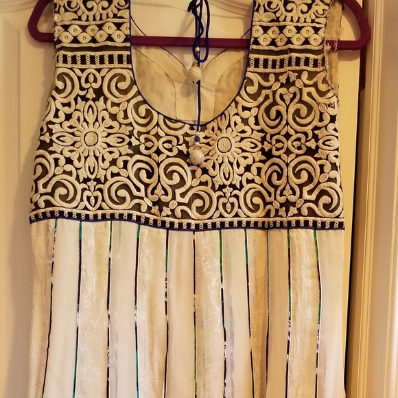 2pc White/Blue Salwar Kurta - Picture 3 of 5